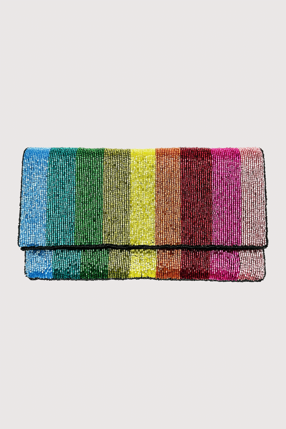 Multi Color Striped Beaded Clutch