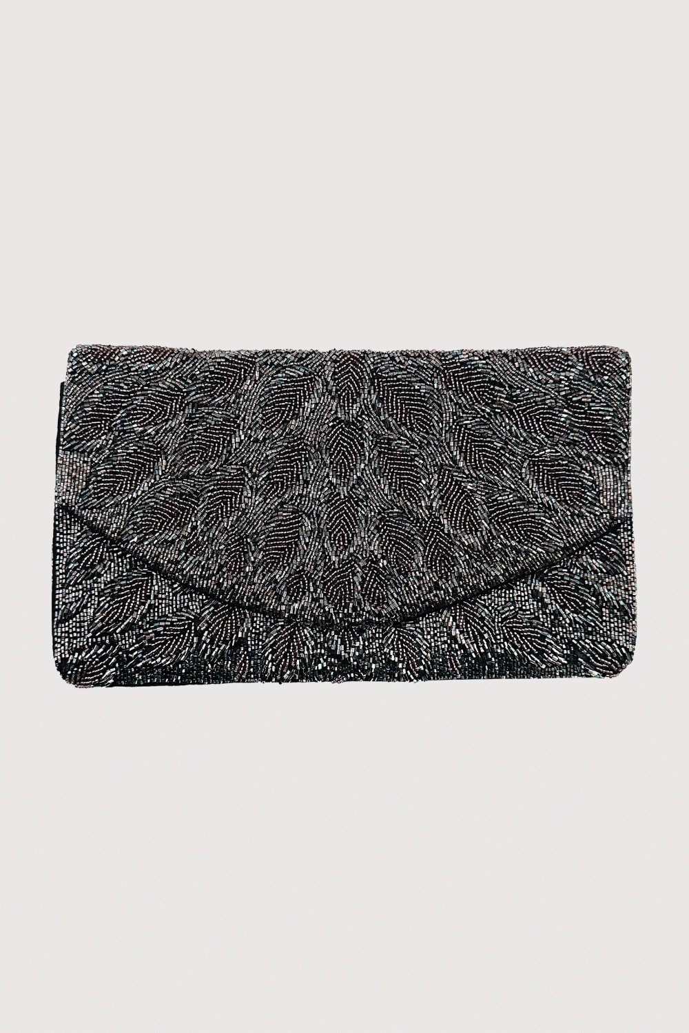 Glamorous Black Feather Beaded Clutch