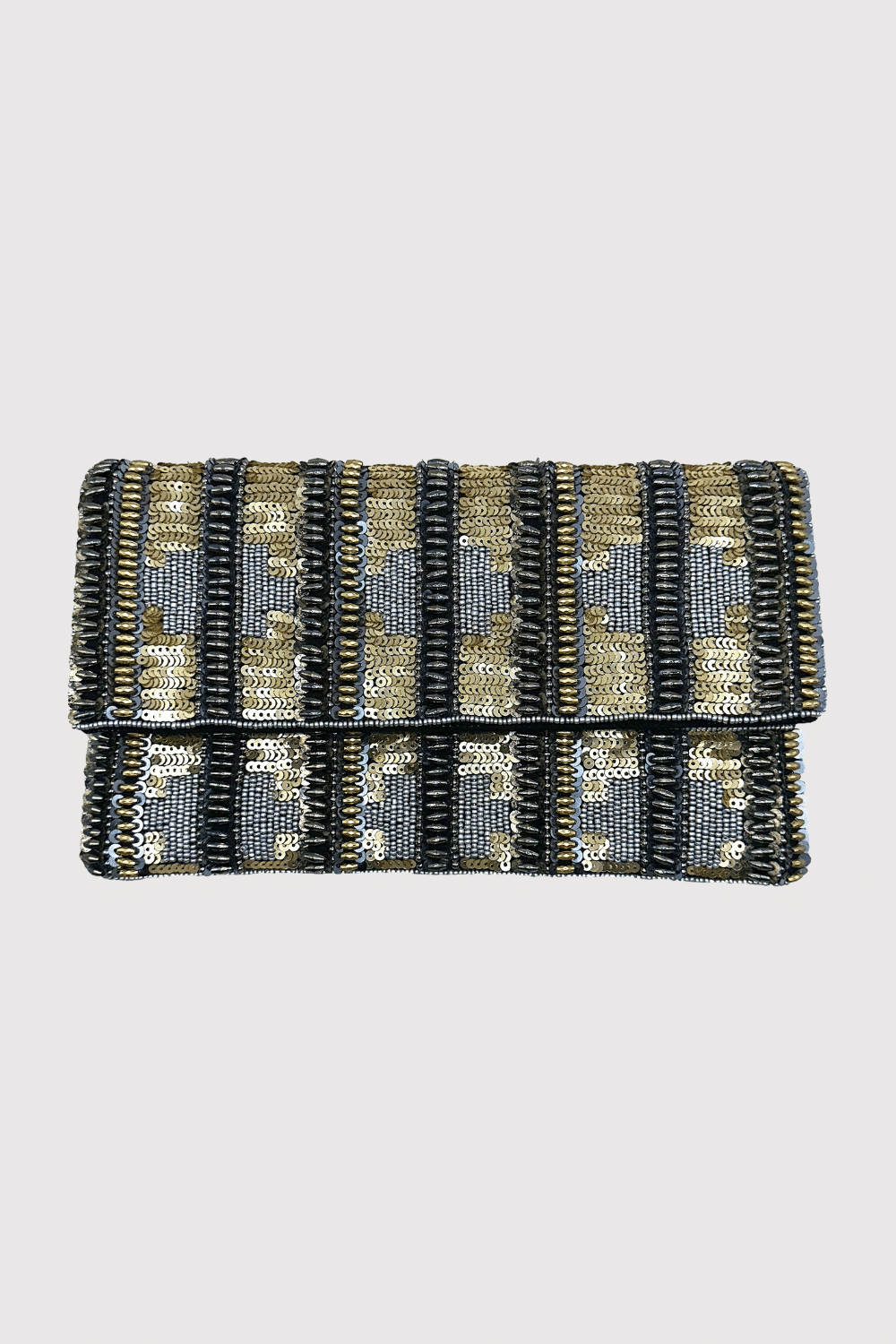 Antique Silver-Gold Beaded Clutch