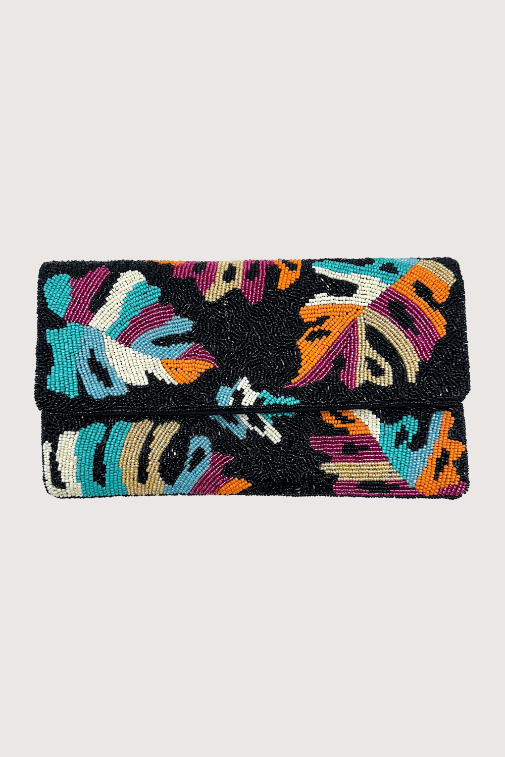 Multicolored Abstract Beaded Clutch