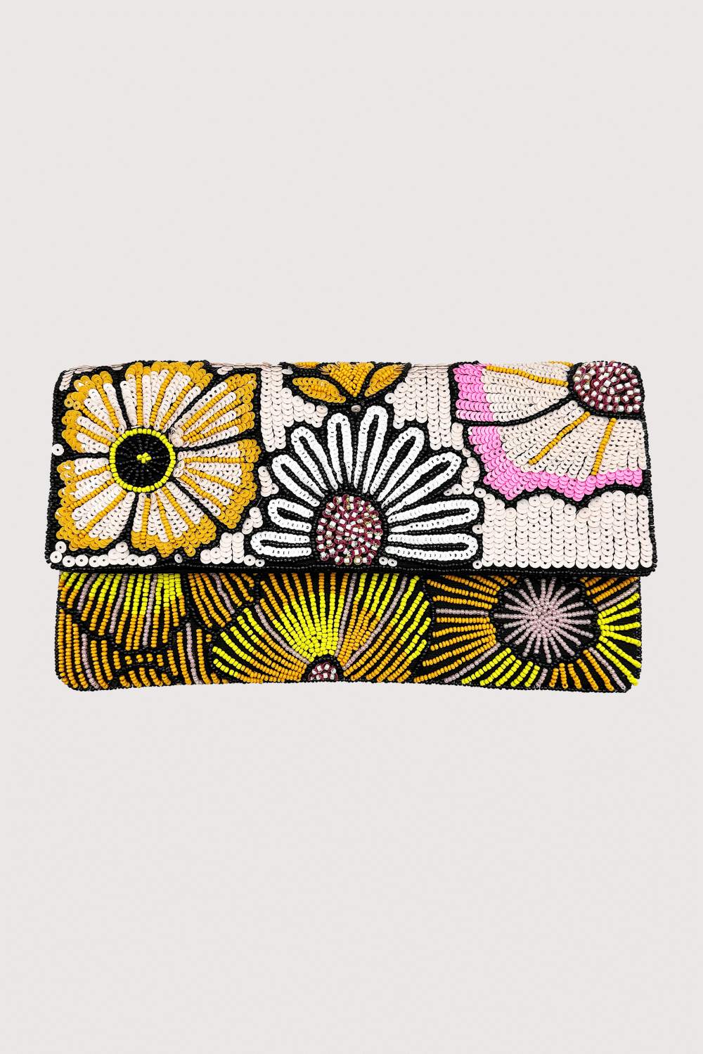 Multi Floral Sequins Beaded Clutch