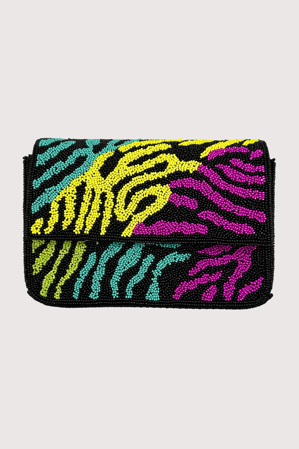 Colorful Zebra Print Beaded Clutch