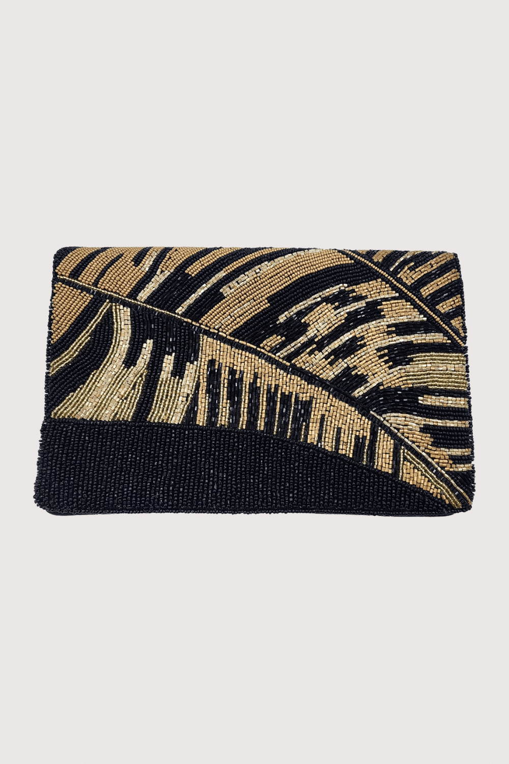 Golden Leaf Dark Night Beaded Clutch