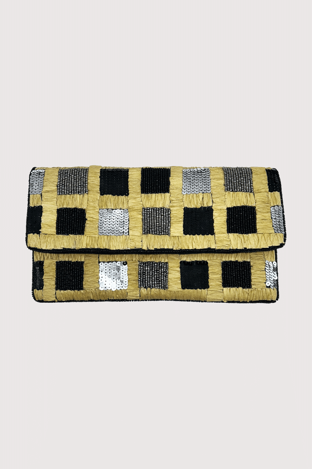 Gold & Black Pattern Beaded Clutch
