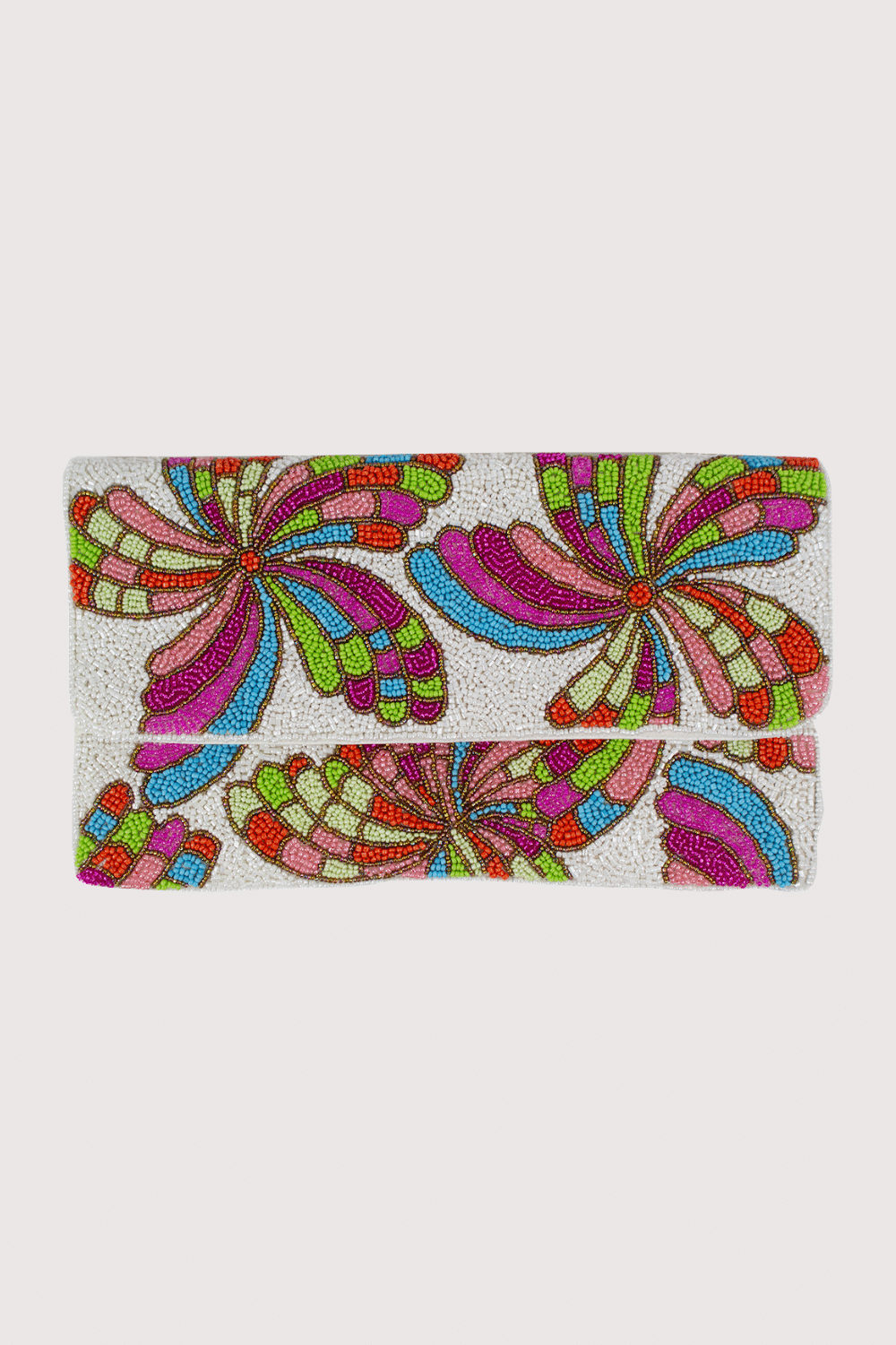 Multicolored Petals Beaded Clutch