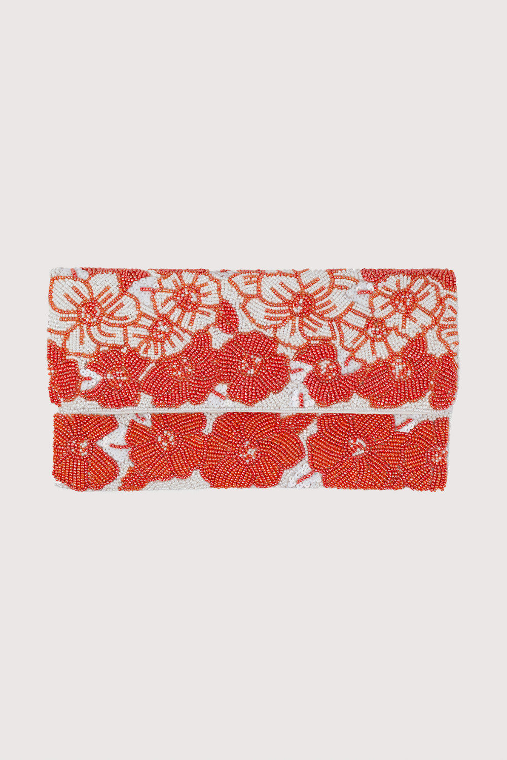 Chic Coral Flower Beaded Clutch