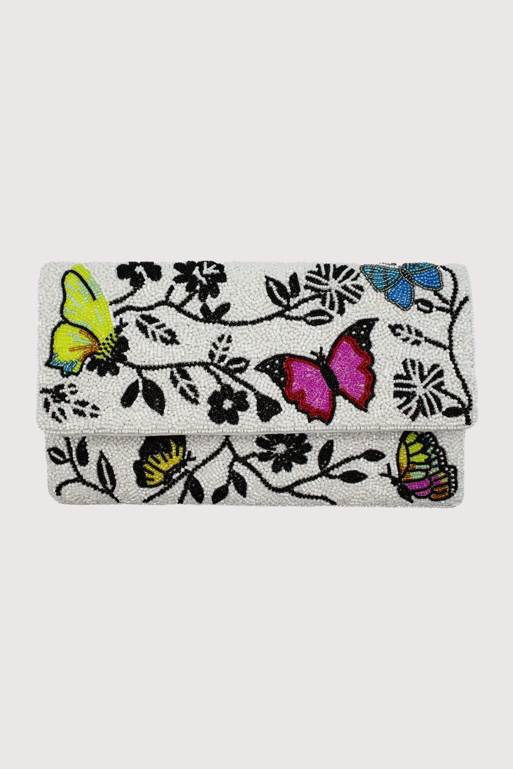 Multi Color Butterfly Beaded Clutch