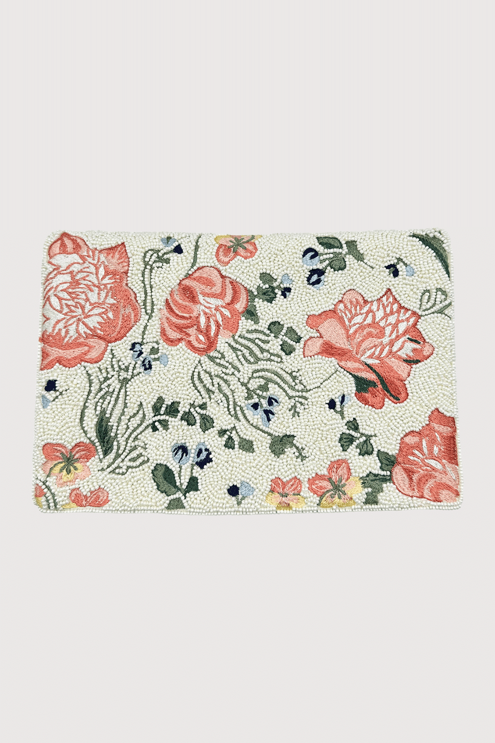 Floral Embroidery Beaded Clutch