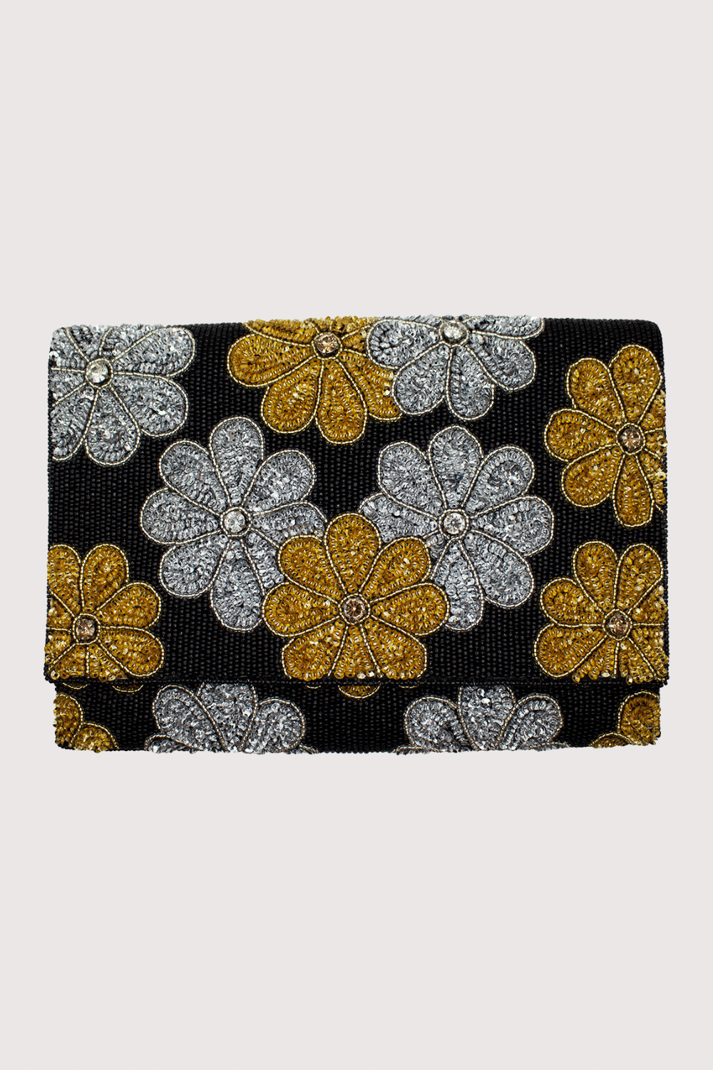 Daisy Flower Sequin Beaded Clutch