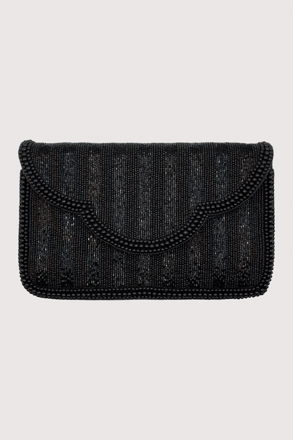 Black Pearl Scalloped Beaded Clutch