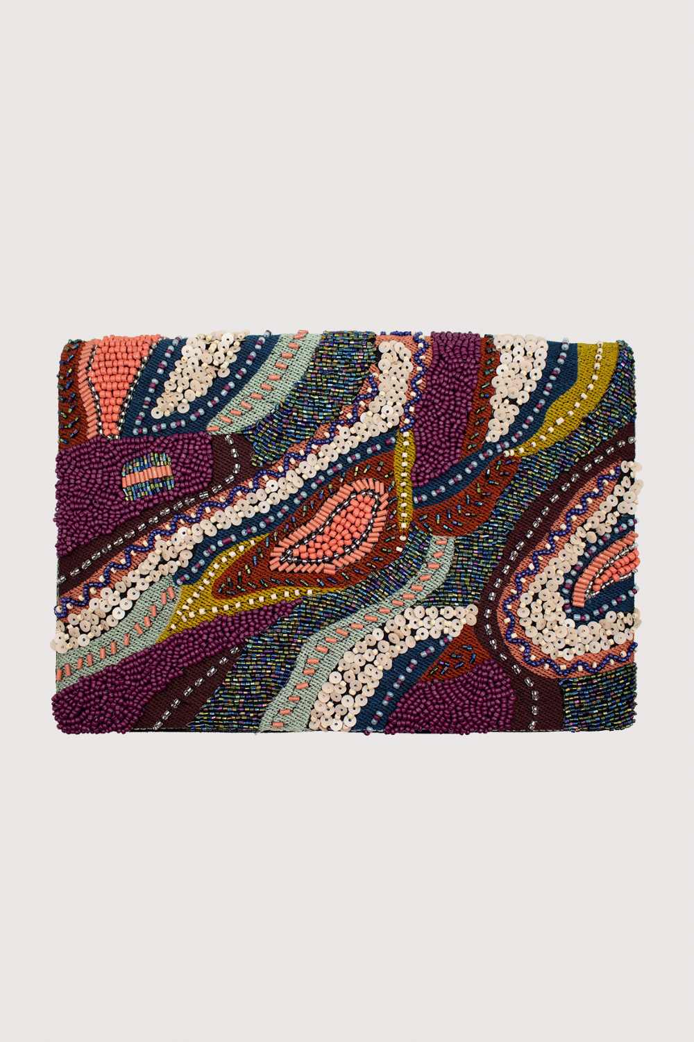 Plum Abstract Beaded Clutch