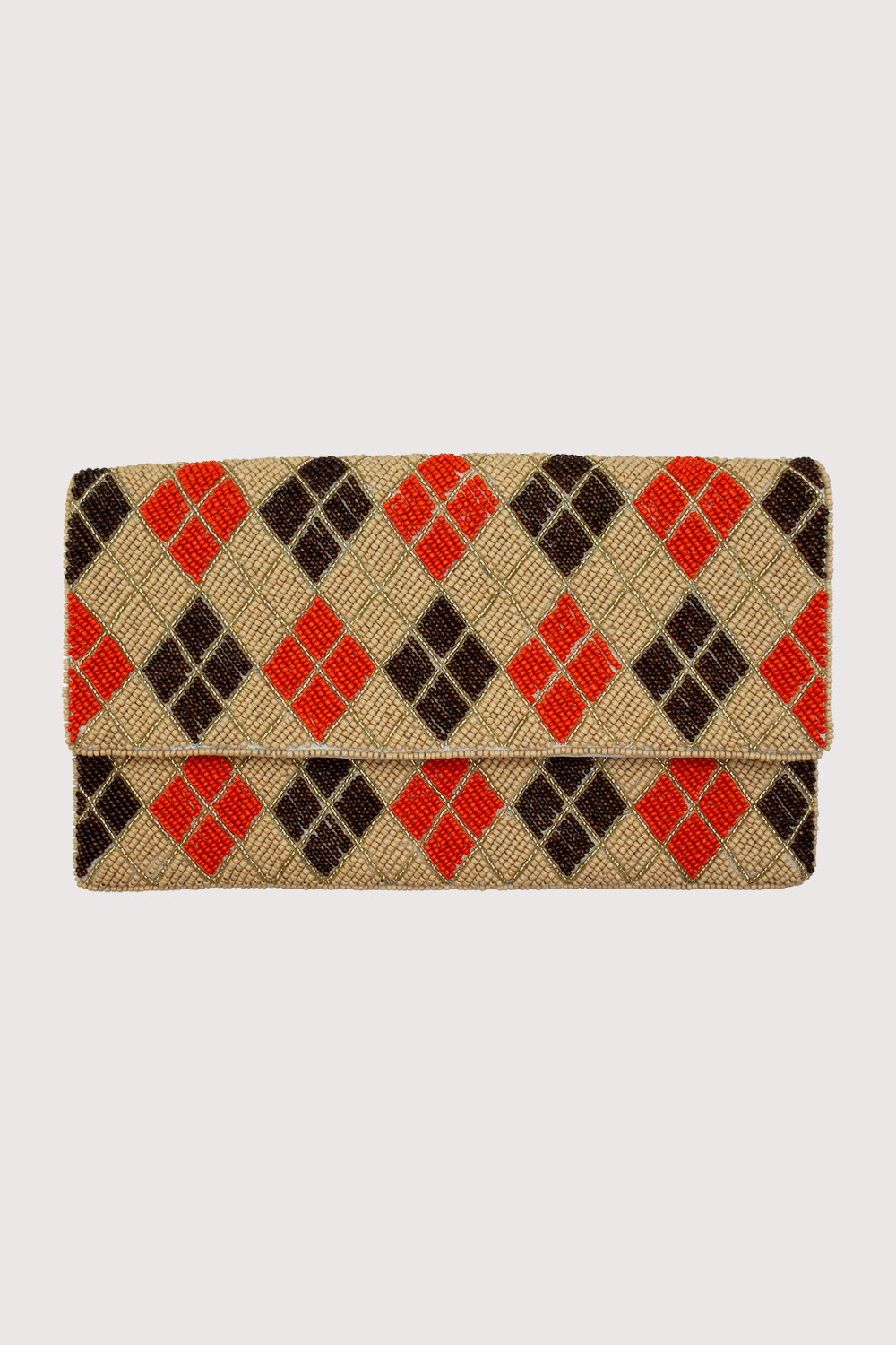 Scottish Orange/Brown Argyle Beaded Clutch