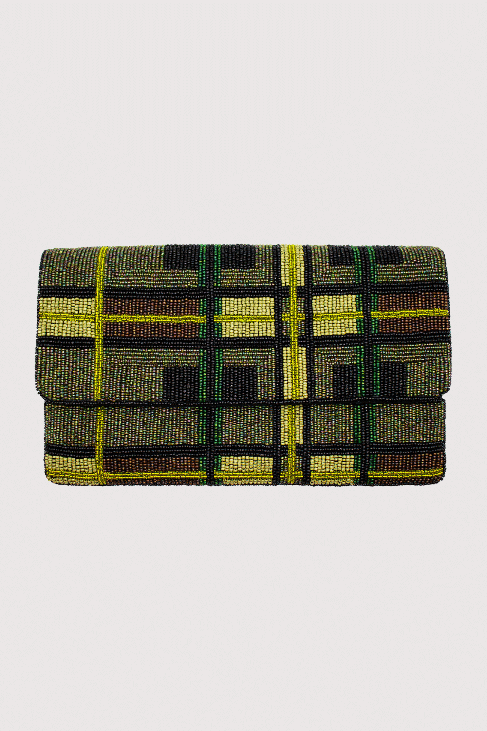 Olive & Black Beaded Clutch
