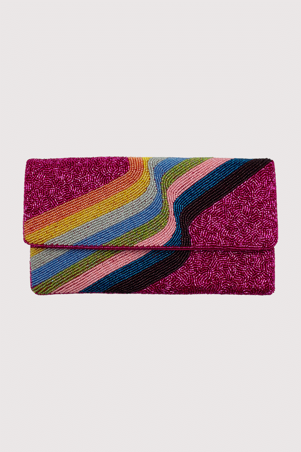 Fuchsia Rainbow Beaded Clutch