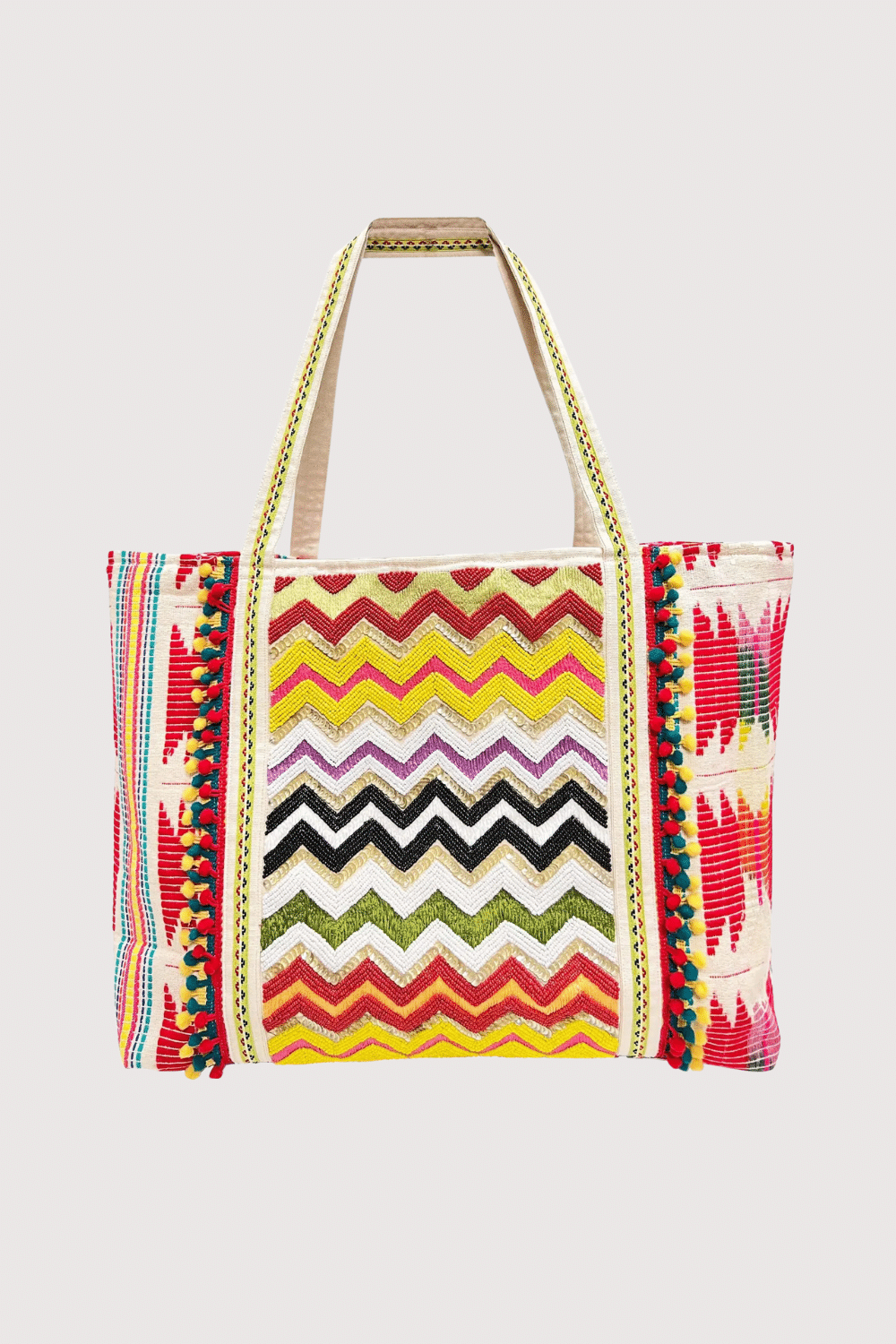 Multi Color Chevron Beaded Tote Bag