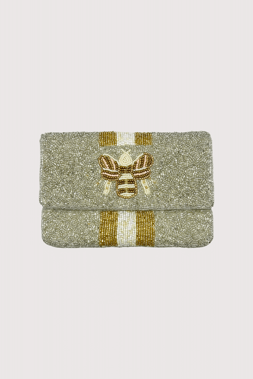 Two Toned Bee Beaded Mini Clutch