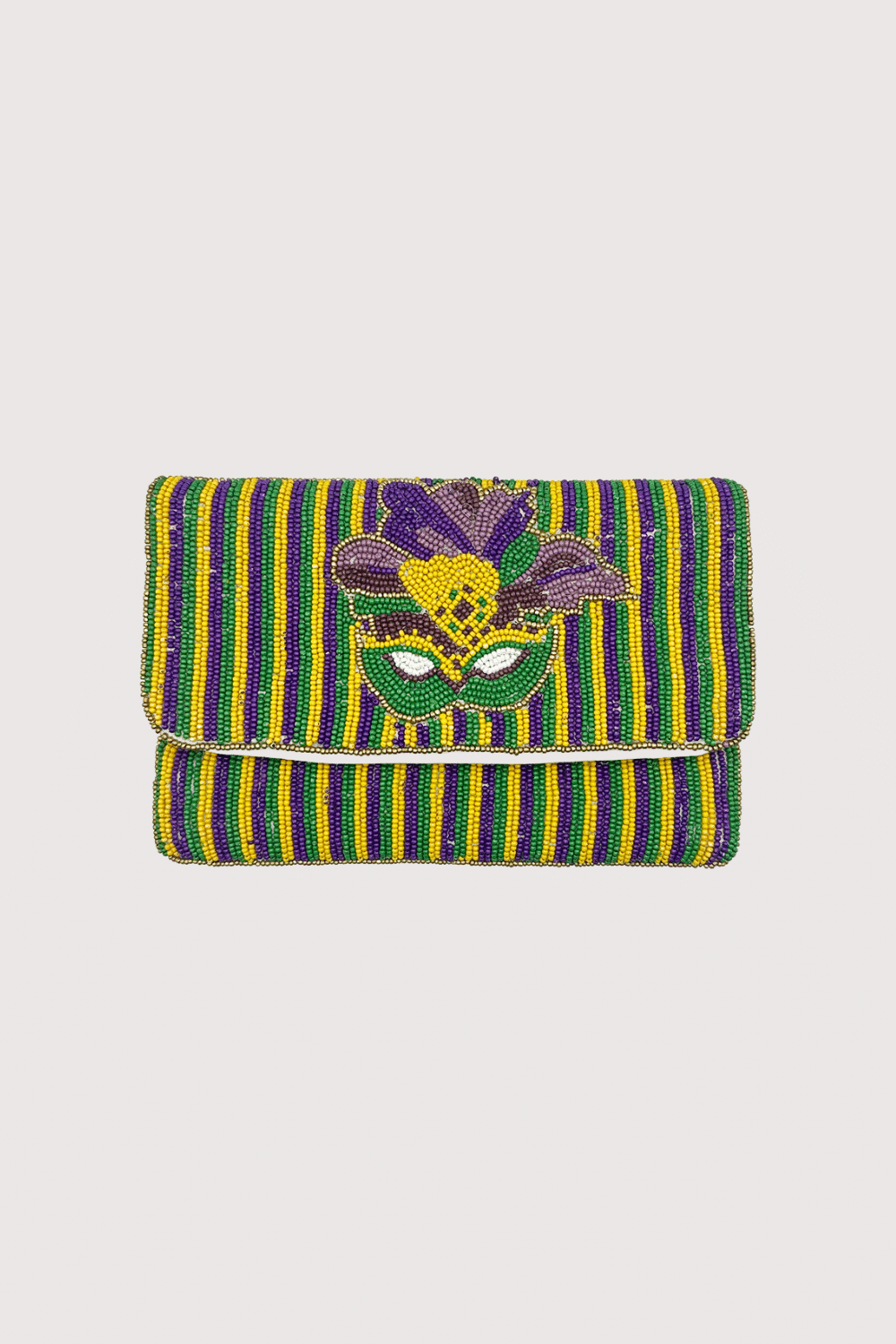 Multi Mardi Gras Mask Beaded Mini Clutch