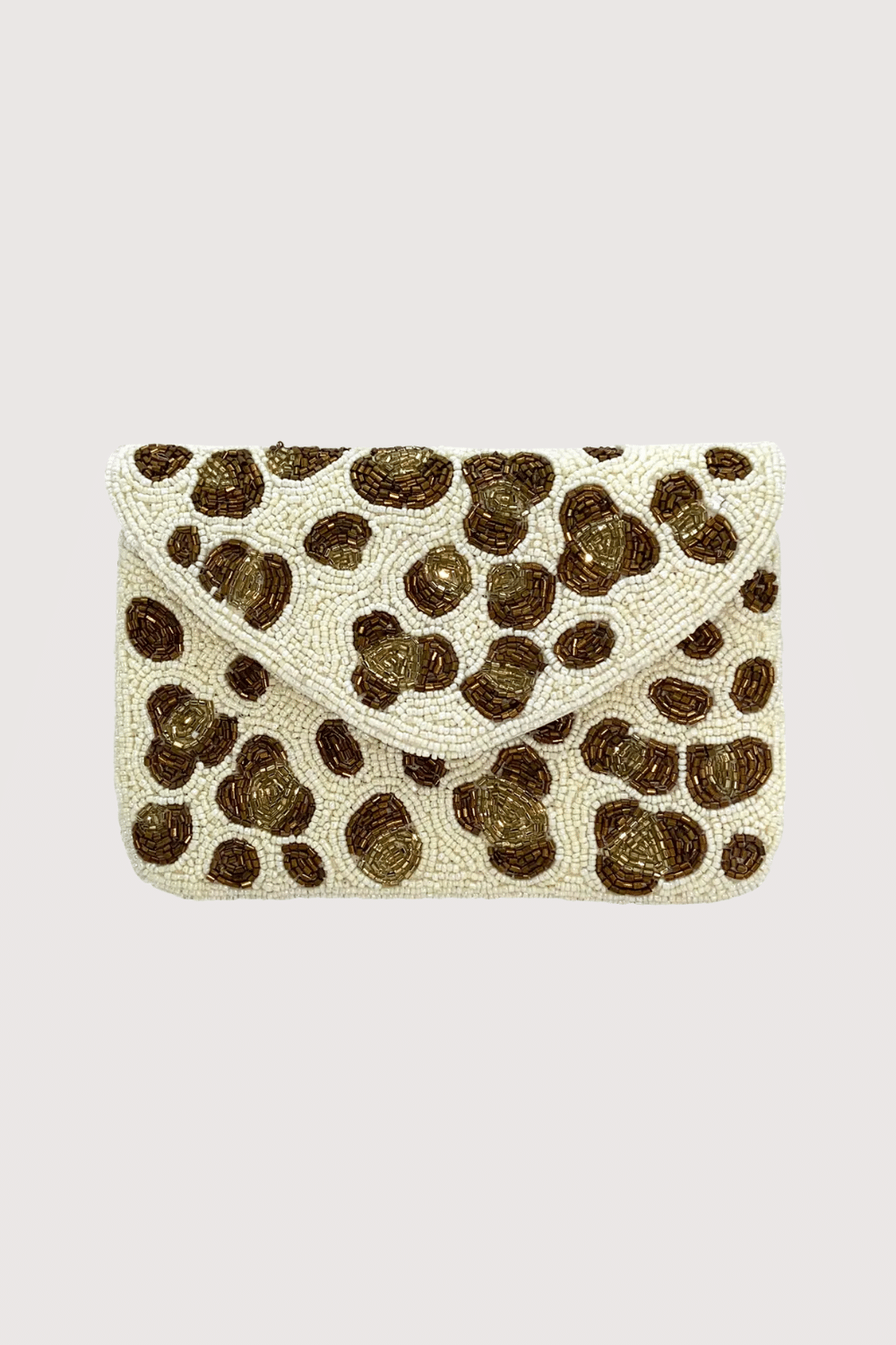 Gold Leopard Print Beaded Mini Clutch