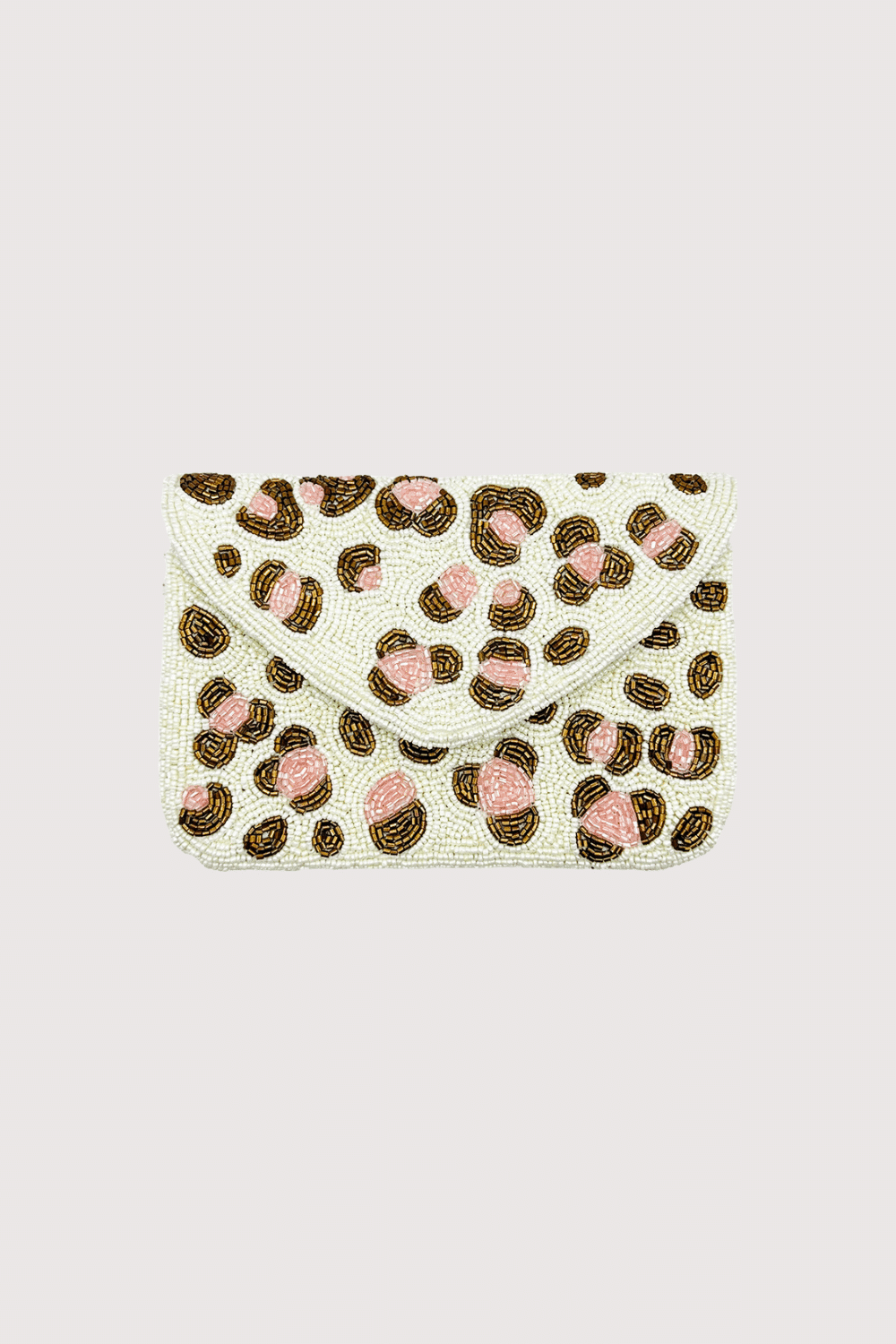 Pink Leopard Print Beaded Mini Clutch