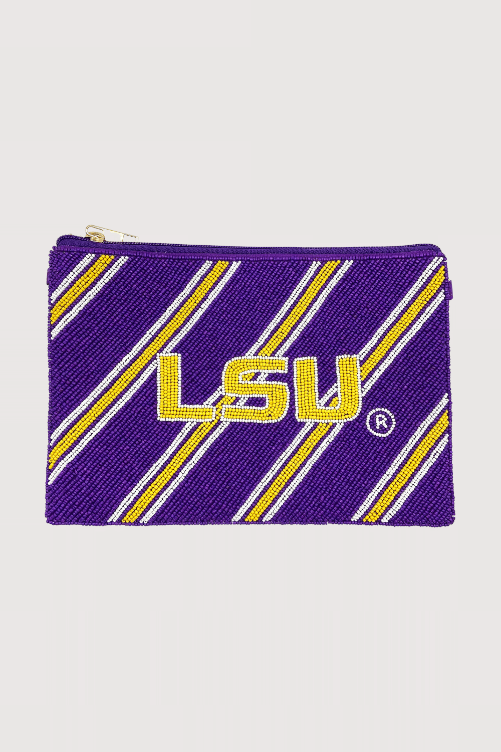Lsu Diagonal Stripes Beaded Crossbody Bag
