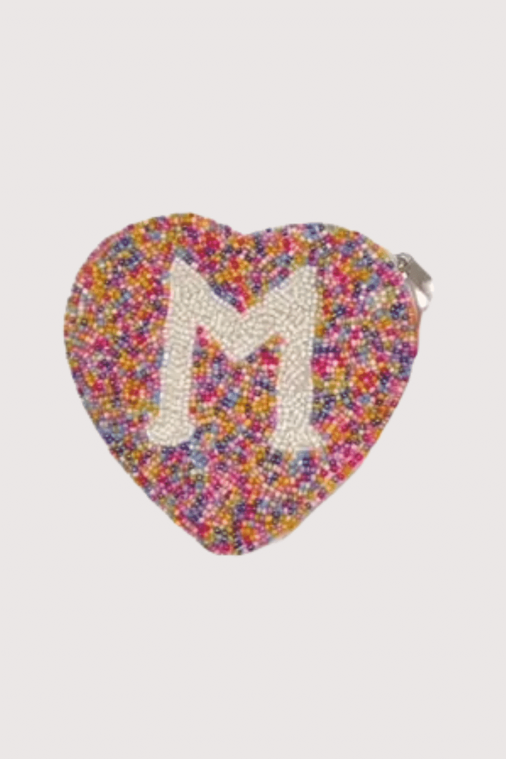 "M" Multi Heart Initial Beaded Pouch