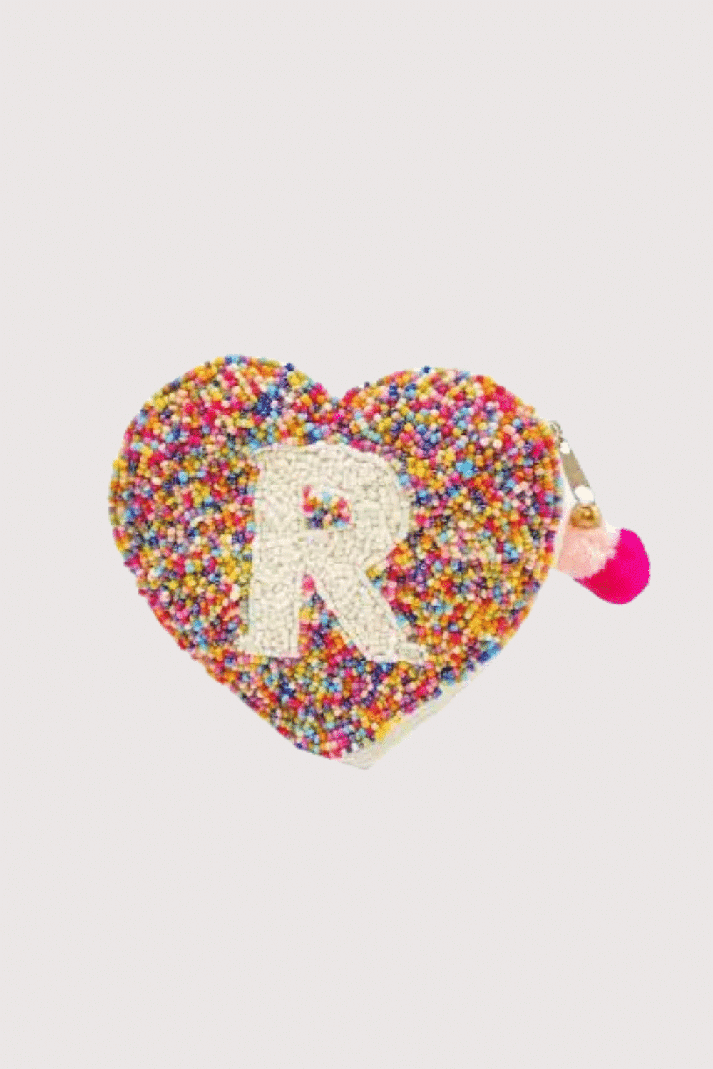 "R" Multi Heart Initial Beaded Pouch