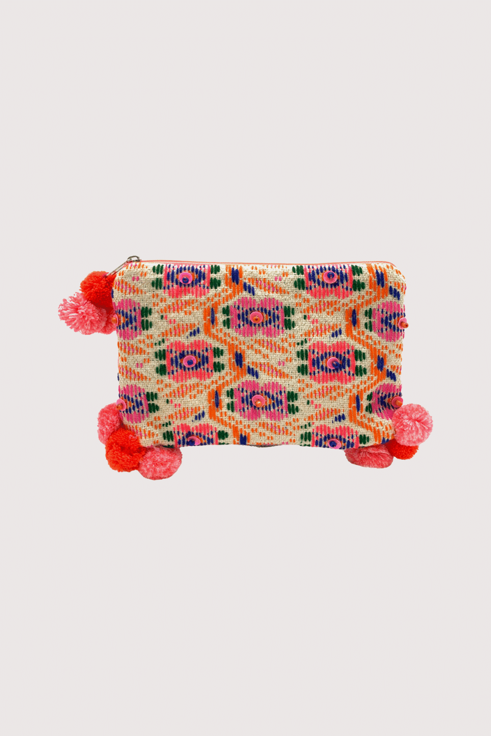 Orange Boho Embroidered Pouch