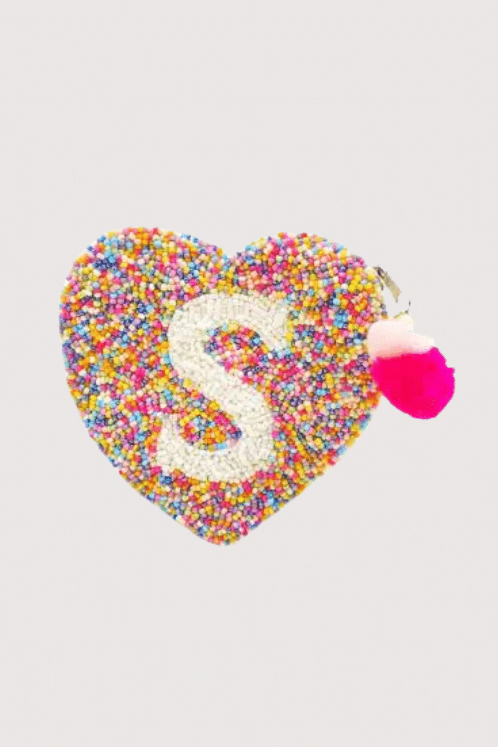 "S" Multi Heart Initial Beaded Pouch
