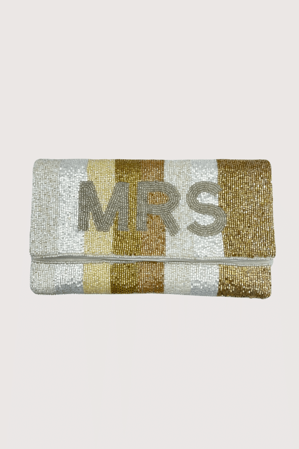 Two Tone Striped Mrs Beaded Clutch