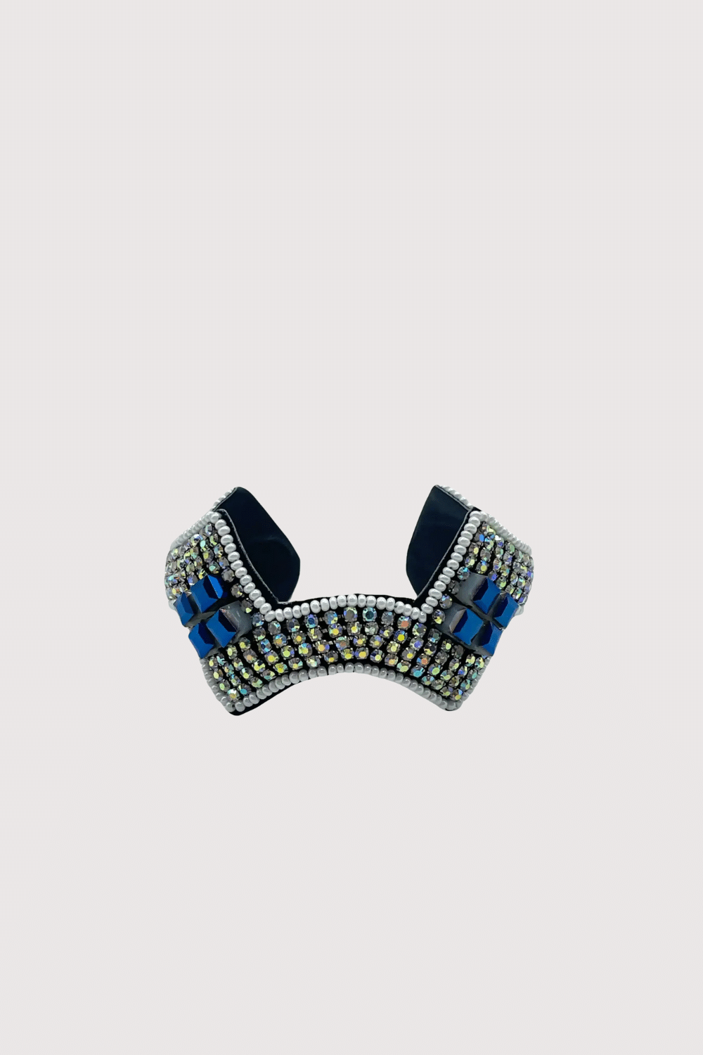 Silver Blue  Beaded Cuff Bracelet