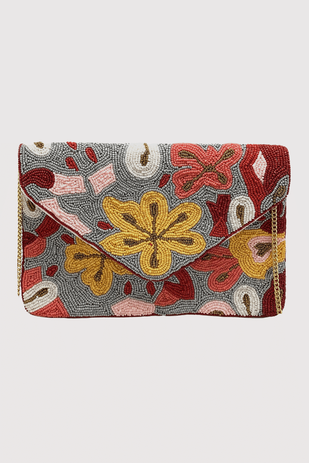 Beaded Multi Floral Clutch