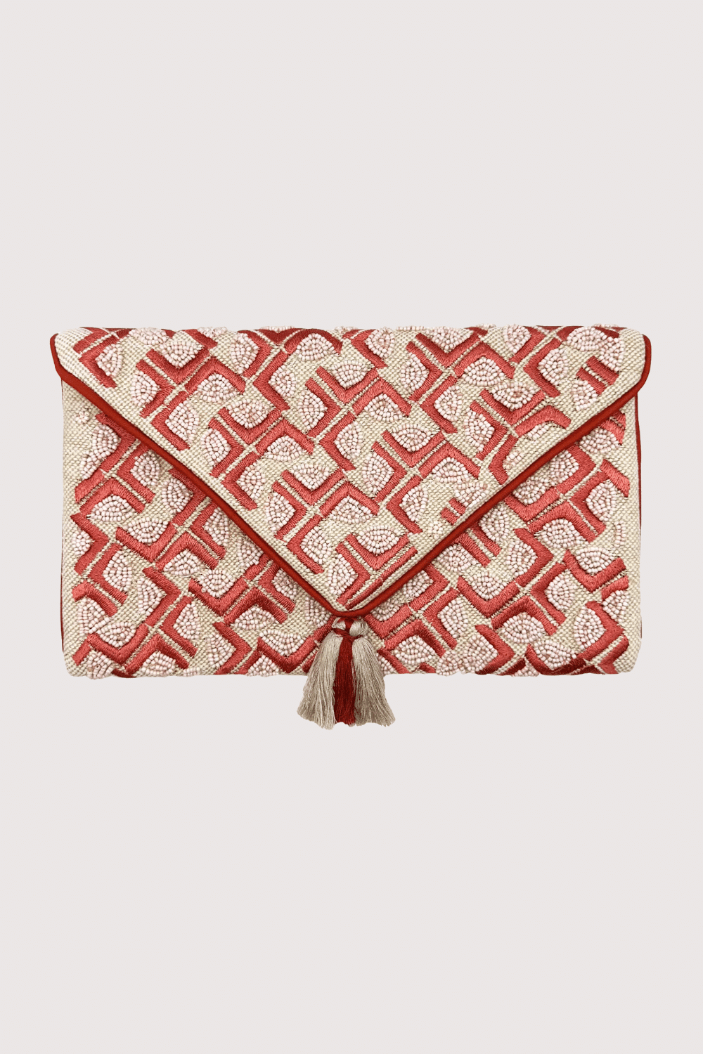 Coral/Nude Beaded Clutch