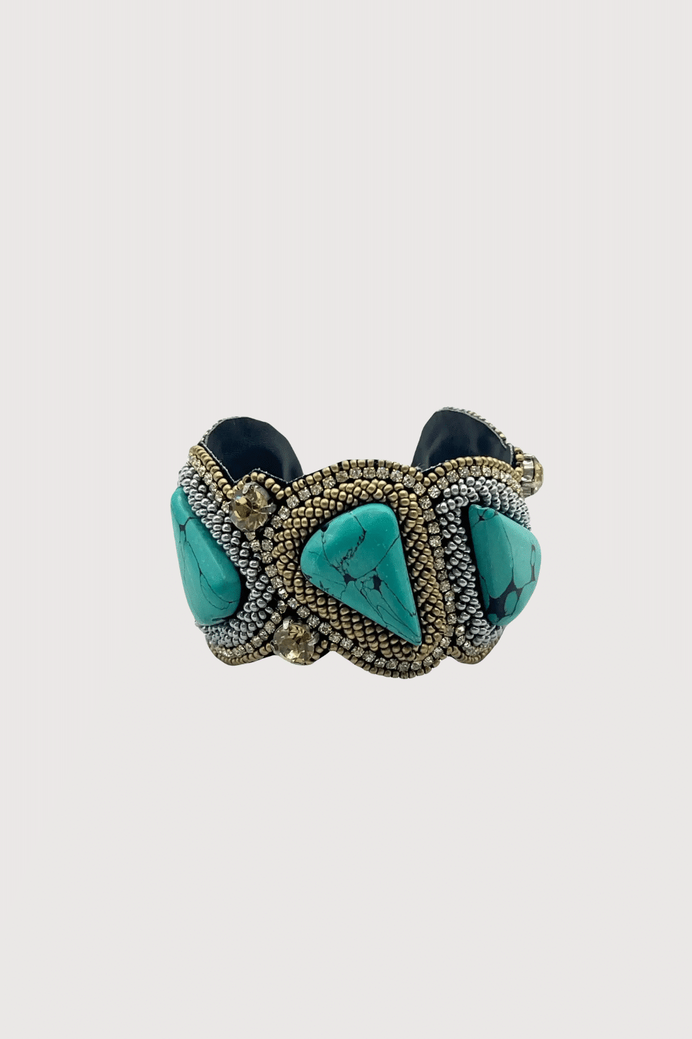 Turquoise Gold Beaded Cuff Bracelet