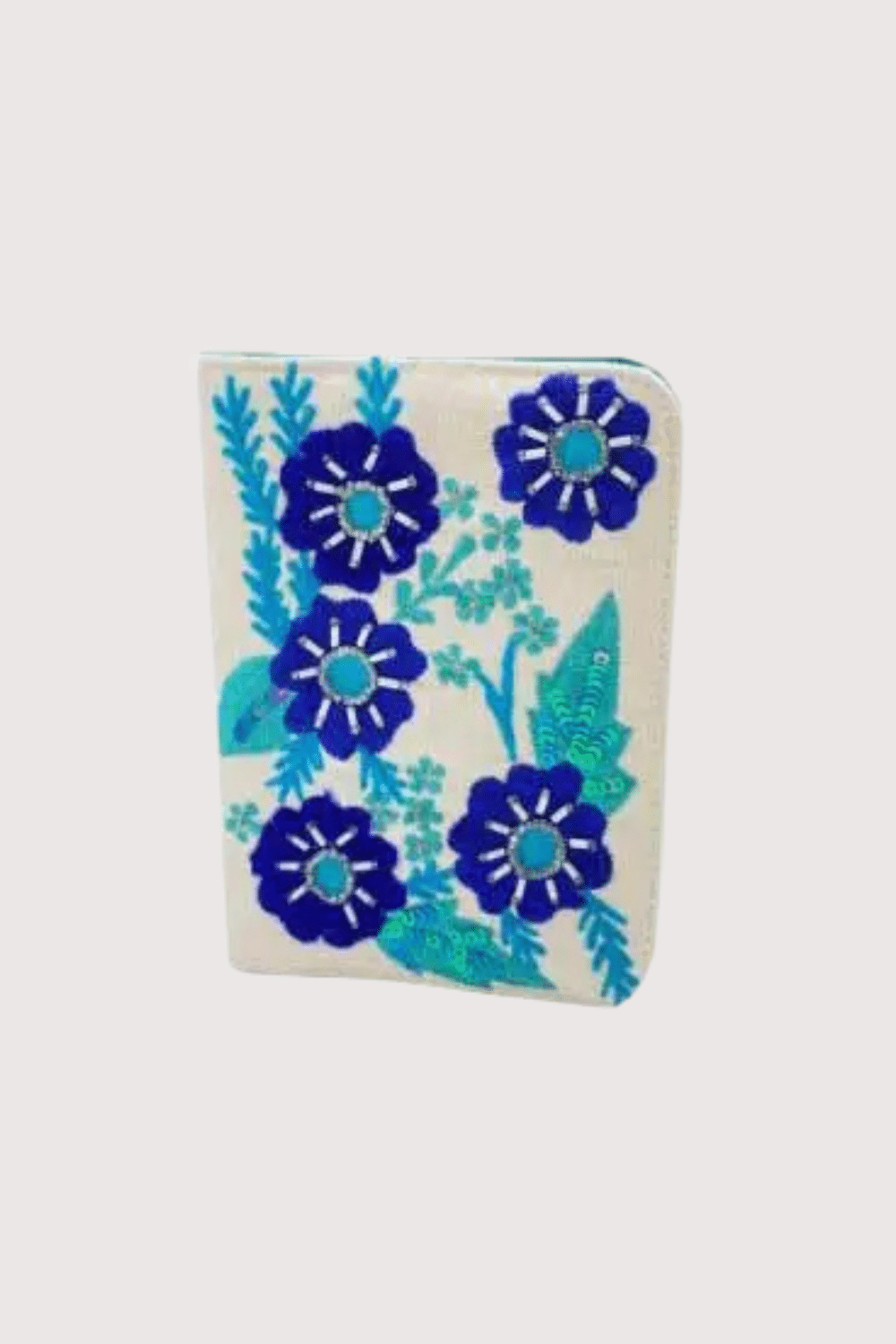 White And Blue Floral Passport Cover