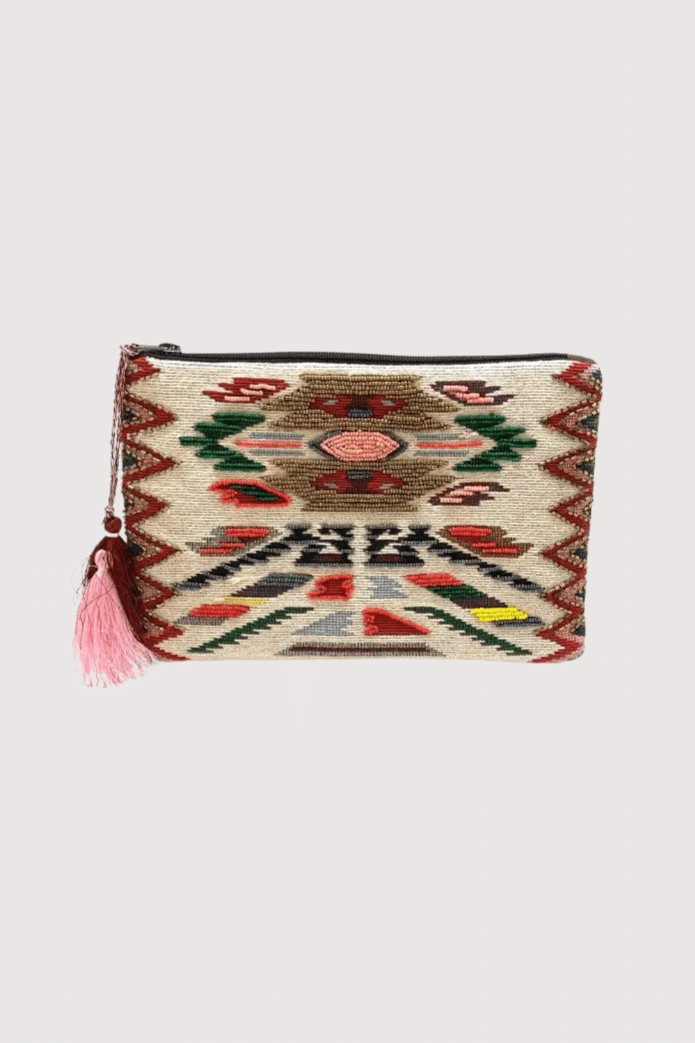 Fabric Arizona Design With Beads And Tassel Zipper