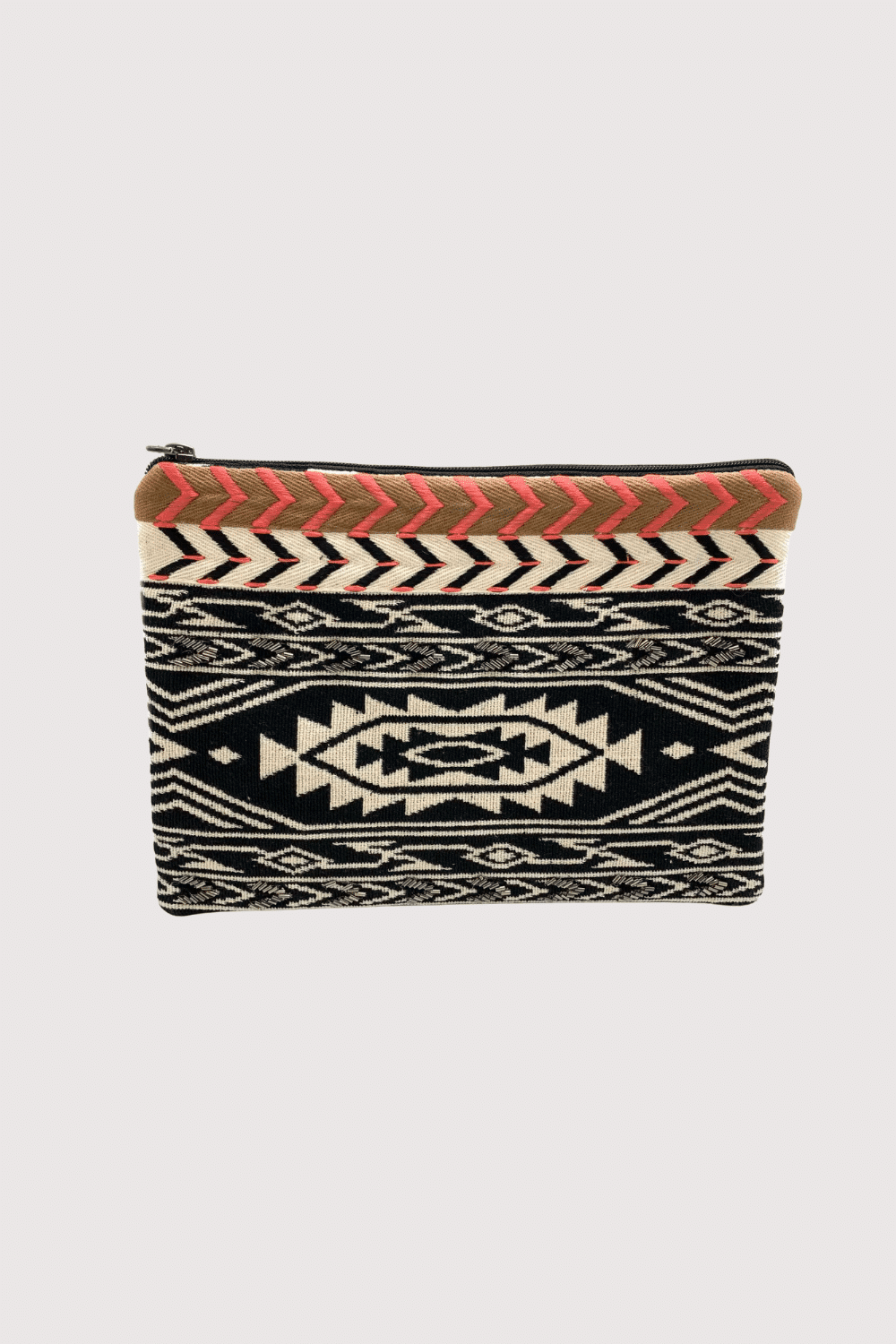 Black Cloth Clutch With Desert Design And Beads