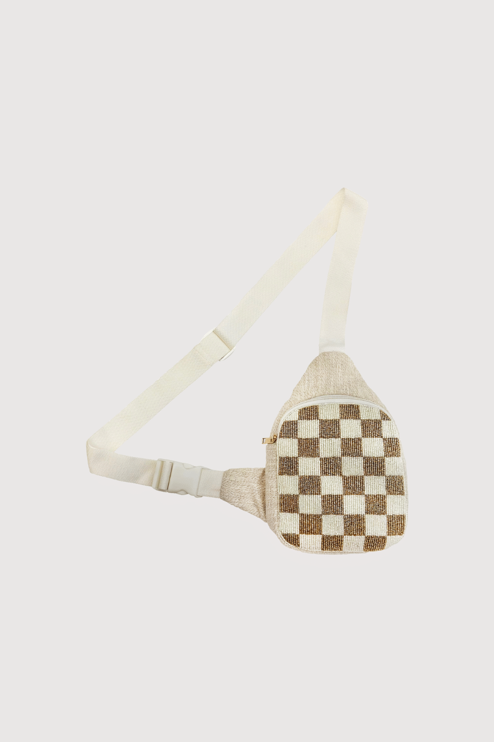 Handmade Chessboard Pattern Beaded Fanny Pack
