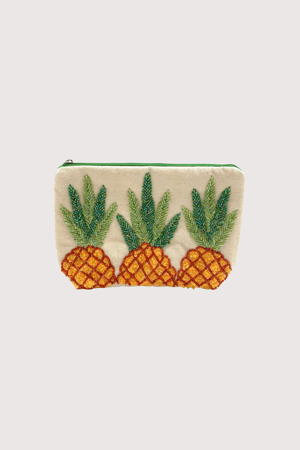 Pineapple Beaded And Sequins Zipper Pouch