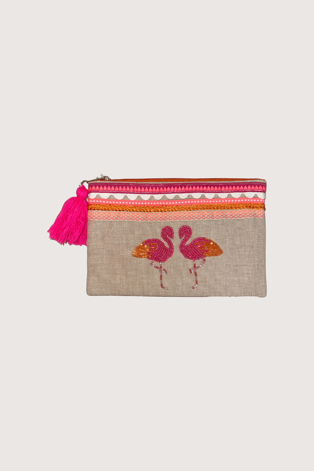 Flamingo Beaded Pouch