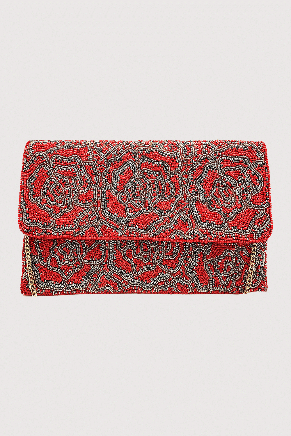Red Rose Beaded Clutch