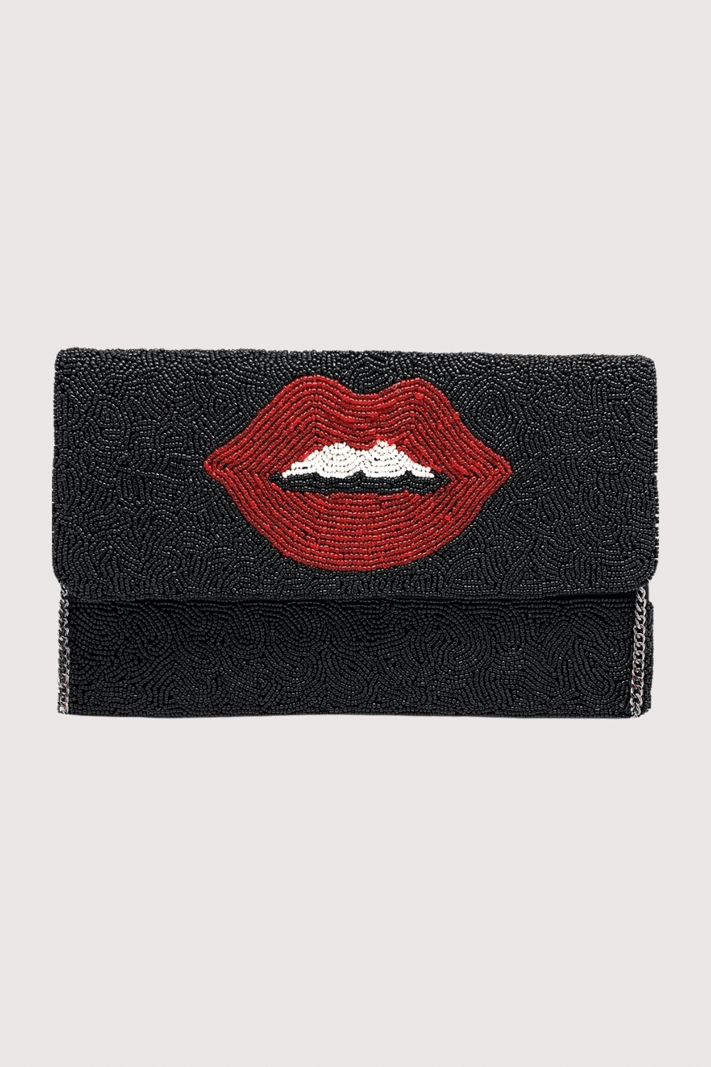 Red Lip Bag On Black Background