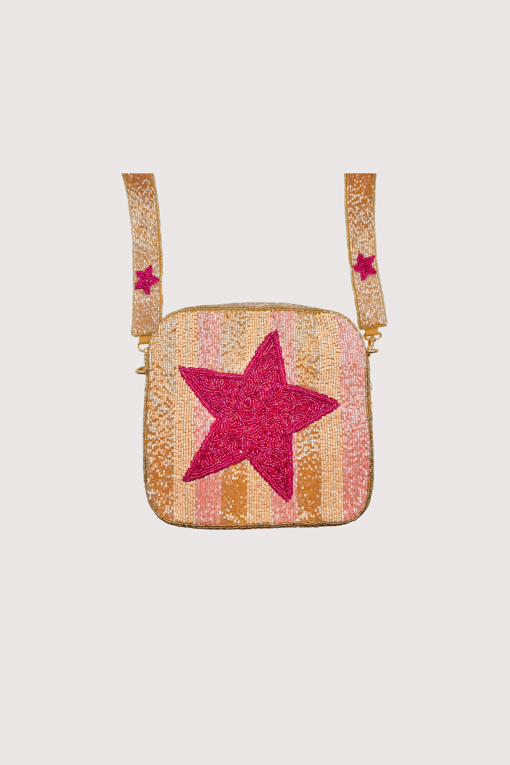 Light Pink W/Star Box Beaded Bag W/Strap