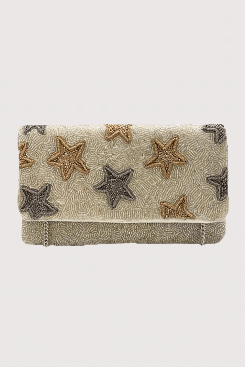 Silver Stars Beaded Clutch