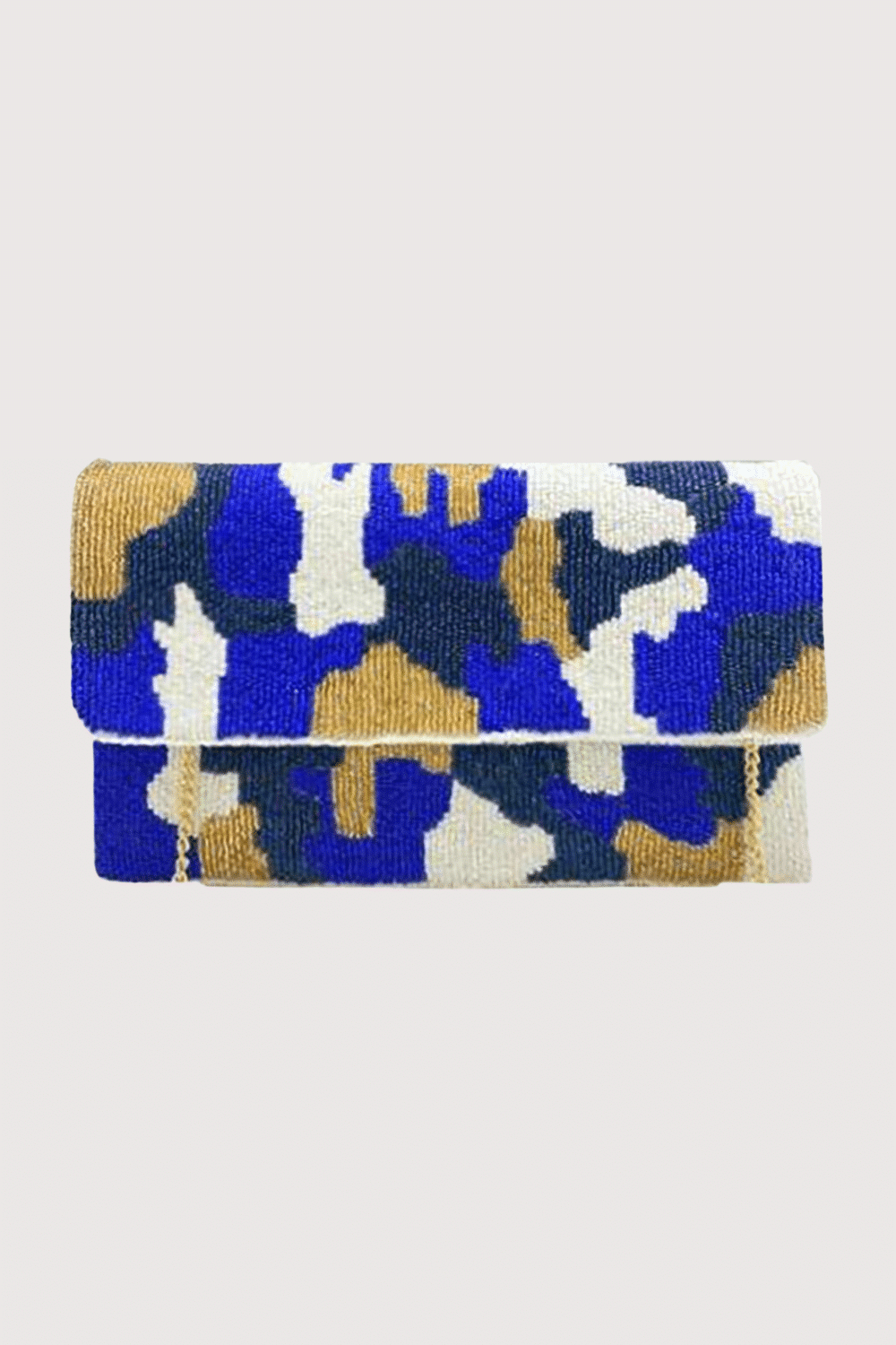 Royal Blue, Gold, And White Camouflage Clutch