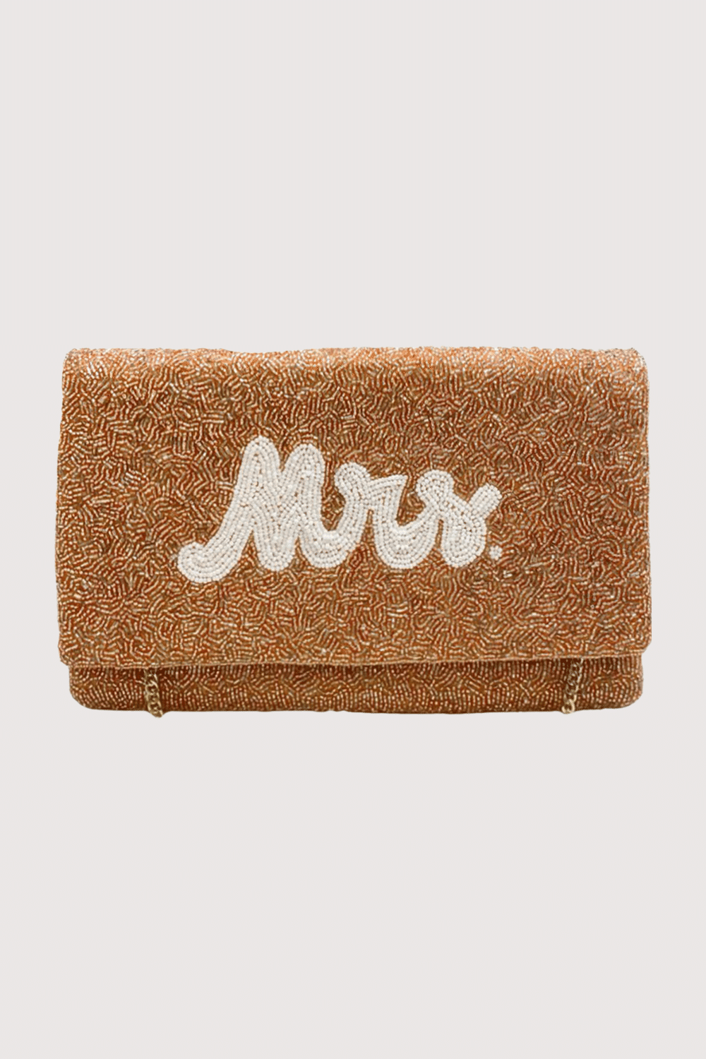 Champagne Mrs Beaded Clutch