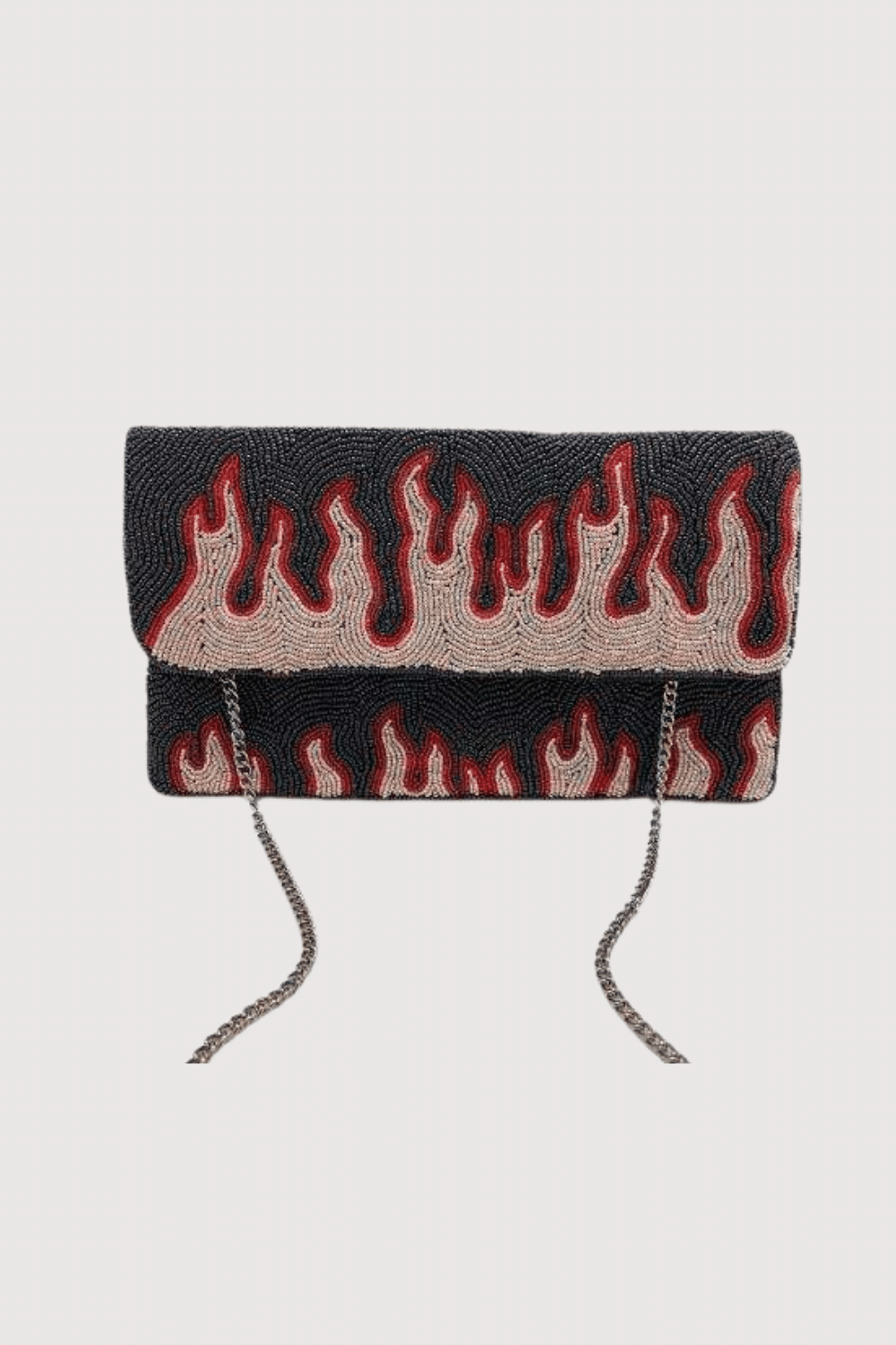 Silver Flames Beaded Clutch