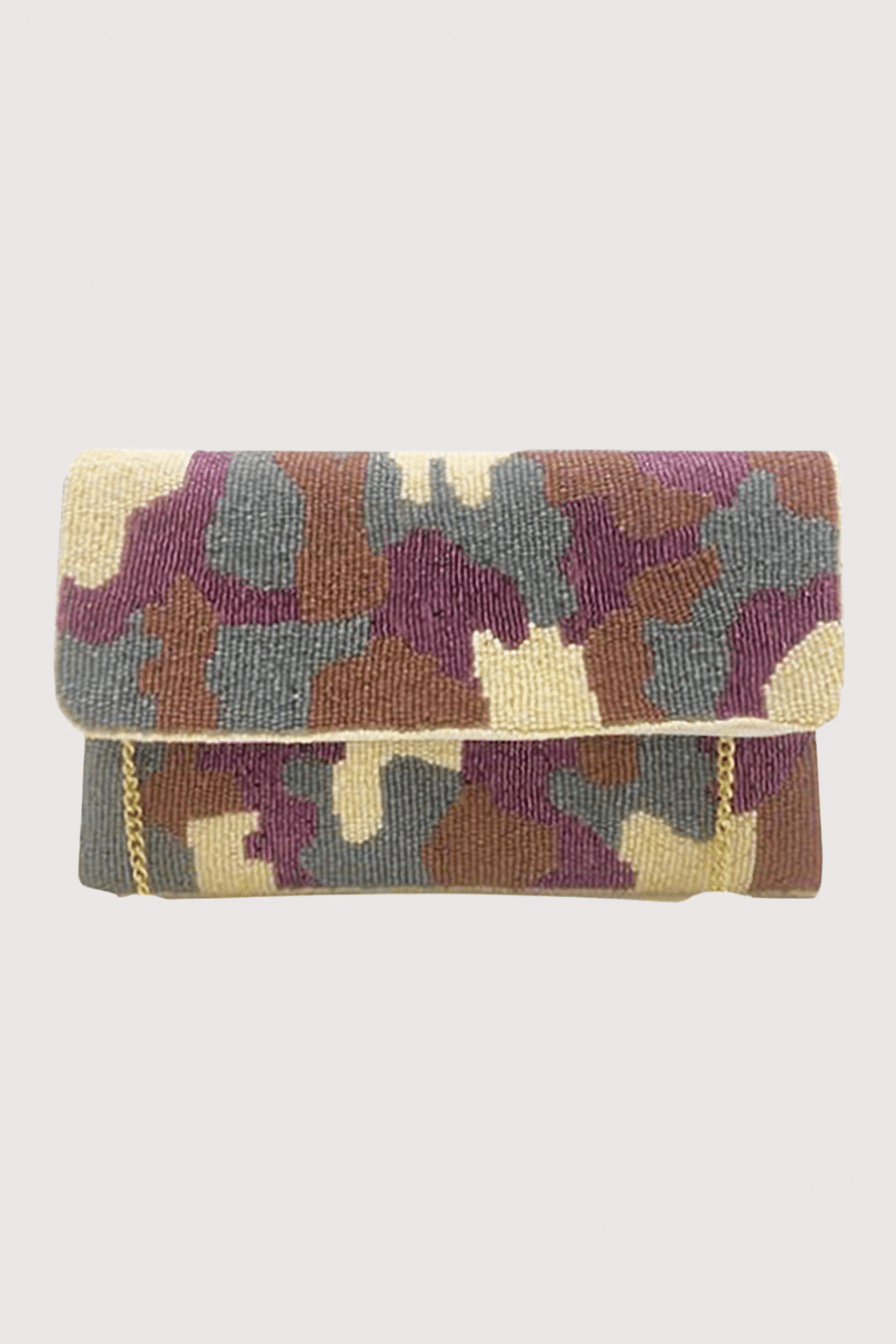 Burgundy Camo Beaded Clutch