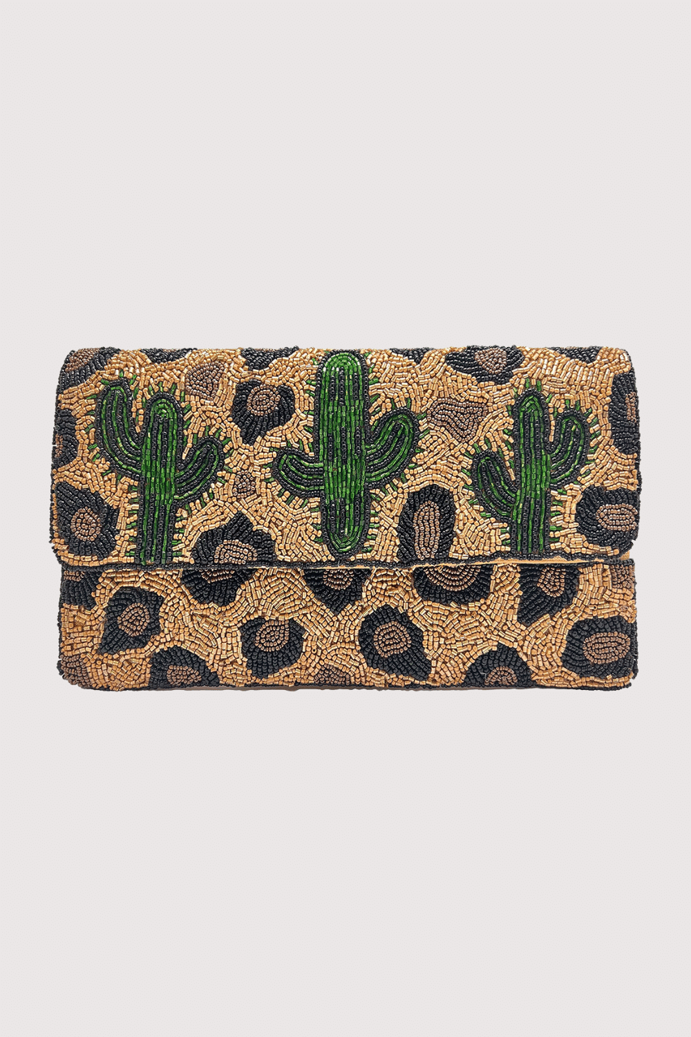 Cactus Animal Print Beaded Clutch