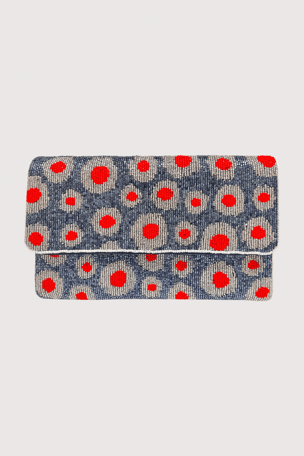 Blue & Red Spacial Dots Beaded Clutch