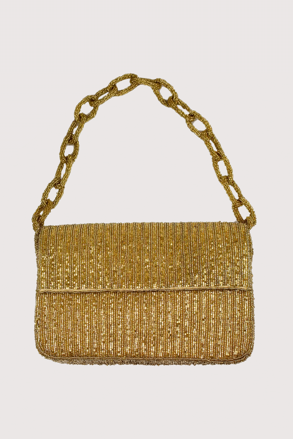 Gold Double-Sided & Chained Beaded Shoulder Bag